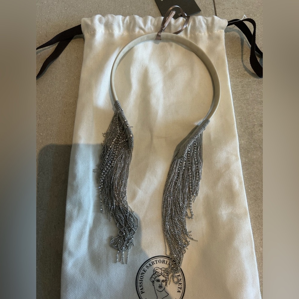 Peserico fringed crystal embellished headband